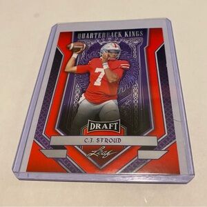 C.J. Stroud RC Rookie 2023 Red Leaf Football Card #90 Draft Ohio State